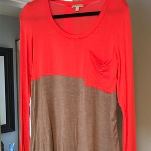 Coral and taupe Bordeaux long sleeve top